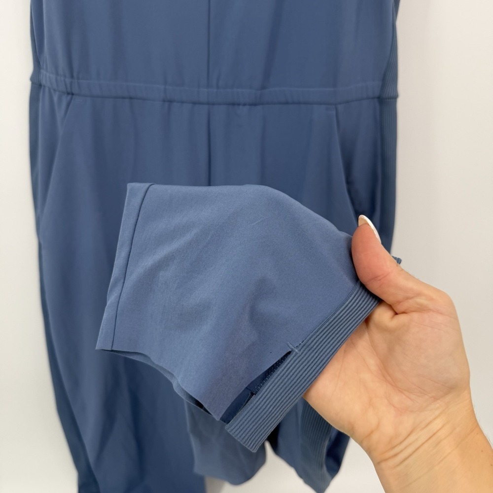 ATHLETA Brooklyn Jumpsuit Womens Size 8 Blue Sleeveless Athletic V Neck - Picture 5 of 14
